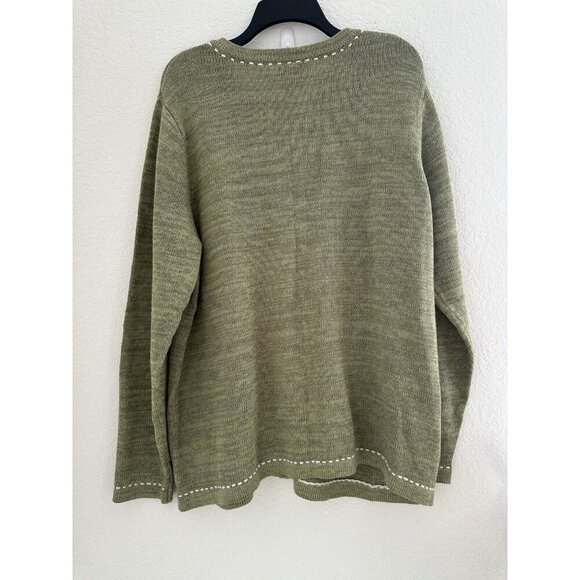 Vtg Blair Knit Cardigan Sweater XL Embroidery Birds Flowers 80s Easter Granny - Picture 6 of 13